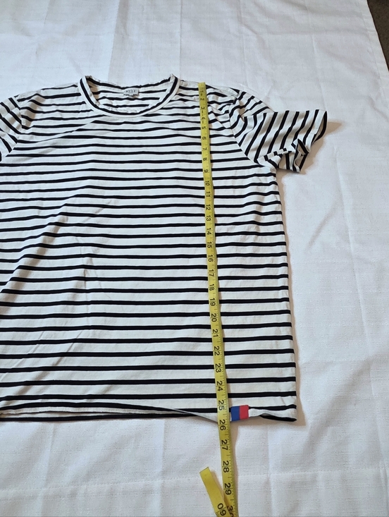 Kule Mister Black White Striped Cotton Tee Coastal Preppy Travel Size Medium - Picture 7 of 10